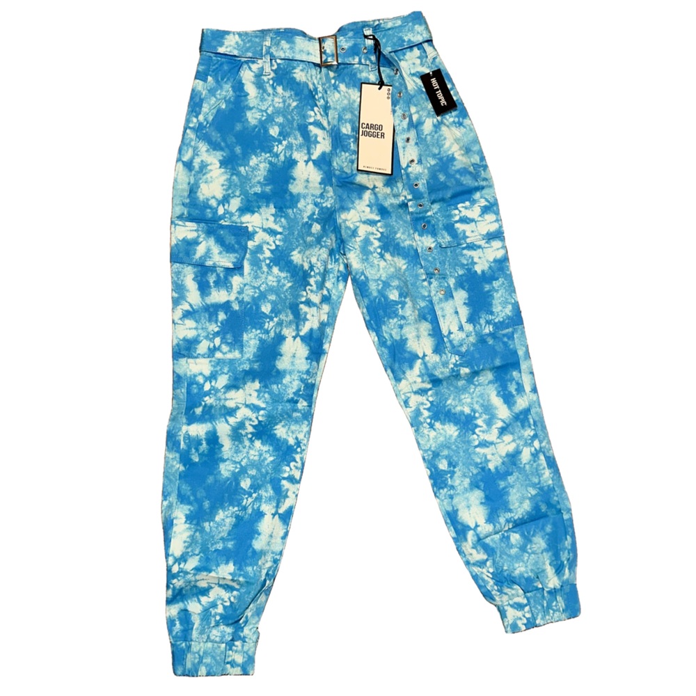 Almost Famous Blue Tie-Dye Cargo Joggers